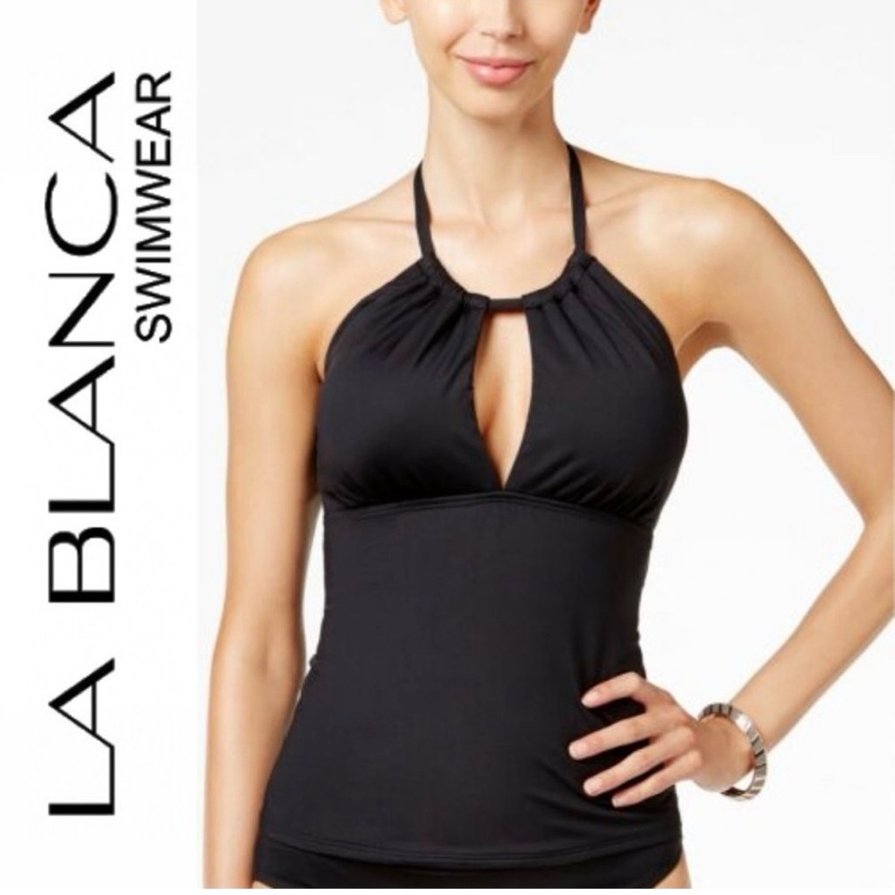 La Blanca Black Halter Bikini Top, size 6